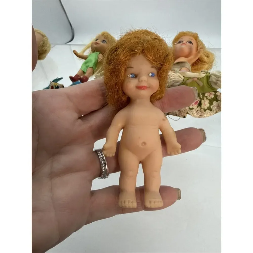Lot Of Vintage 5 Dolls / Little Kiddles/Baby PeeWee/Rosenberg/Hasbro/Mattel